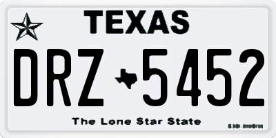 TX license plate DRZ5452