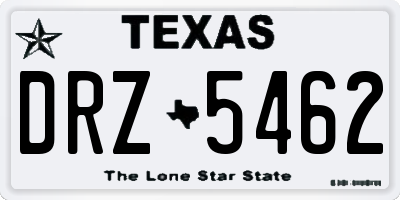 TX license plate DRZ5462
