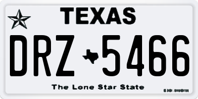 TX license plate DRZ5466