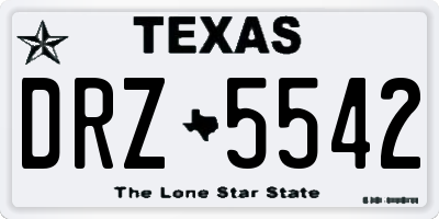 TX license plate DRZ5542