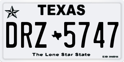 TX license plate DRZ5747