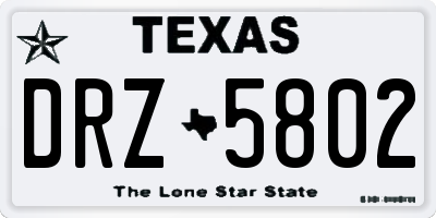 TX license plate DRZ5802