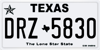 TX license plate DRZ5830