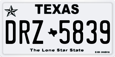 TX license plate DRZ5839