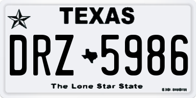 TX license plate DRZ5986