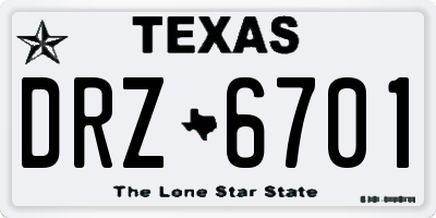 TX license plate DRZ6701