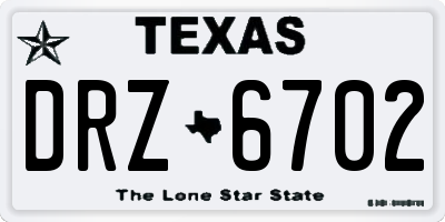 TX license plate DRZ6702