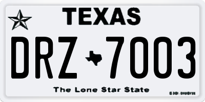 TX license plate DRZ7003