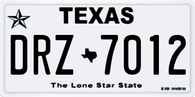TX license plate DRZ7012