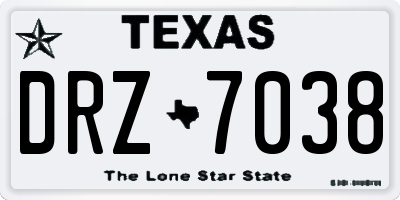 TX license plate DRZ7038