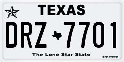 TX license plate DRZ7701