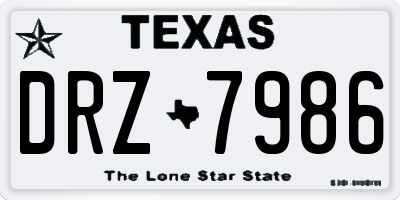 TX license plate DRZ7986