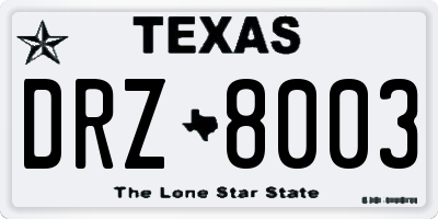 TX license plate DRZ8003