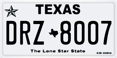 TX license plate DRZ8007
