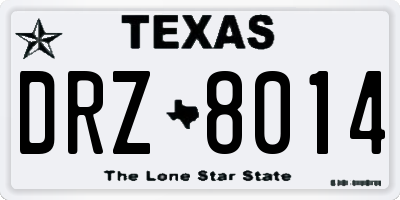 TX license plate DRZ8014