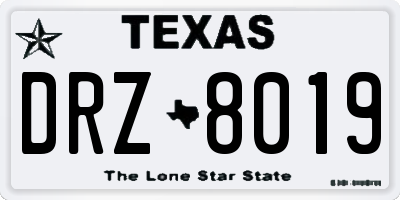 TX license plate DRZ8019