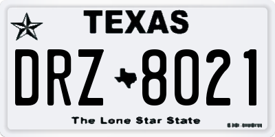 TX license plate DRZ8021
