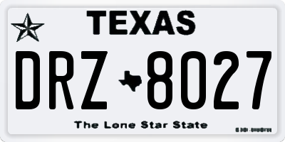 TX license plate DRZ8027