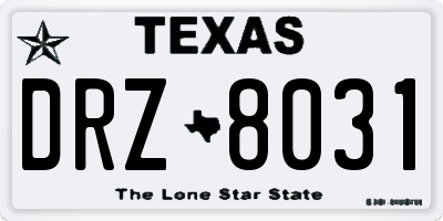 TX license plate DRZ8031