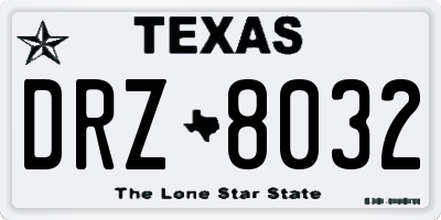TX license plate DRZ8032