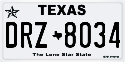 TX license plate DRZ8034