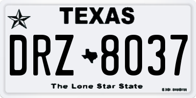TX license plate DRZ8037