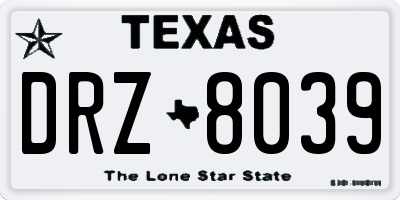 TX license plate DRZ8039