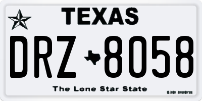 TX license plate DRZ8058