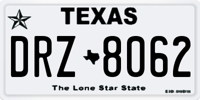 TX license plate DRZ8062