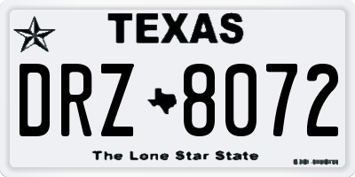 TX license plate DRZ8072