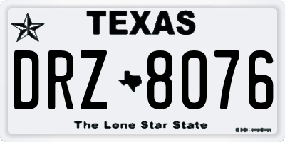 TX license plate DRZ8076
