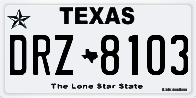 TX license plate DRZ8103