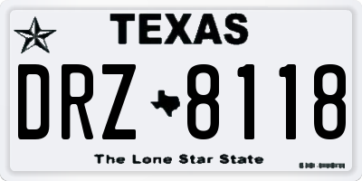 TX license plate DRZ8118