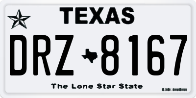 TX license plate DRZ8167
