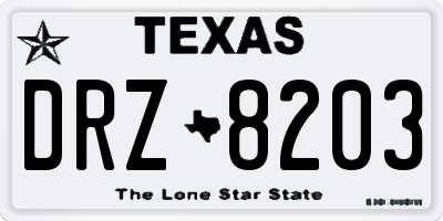 TX license plate DRZ8203