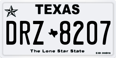 TX license plate DRZ8207