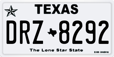 TX license plate DRZ8292