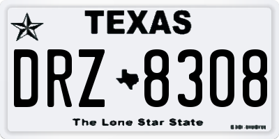 TX license plate DRZ8308