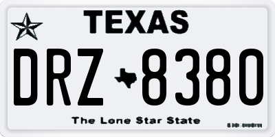 TX license plate DRZ8380