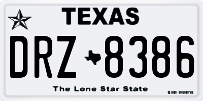 TX license plate DRZ8386
