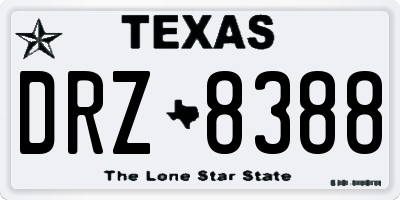 TX license plate DRZ8388