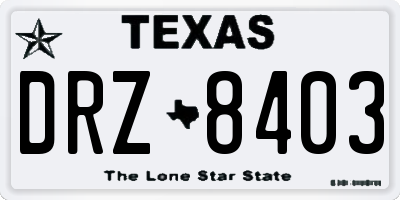 TX license plate DRZ8403