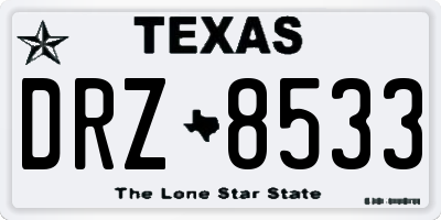 TX license plate DRZ8533