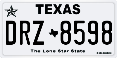 TX license plate DRZ8598