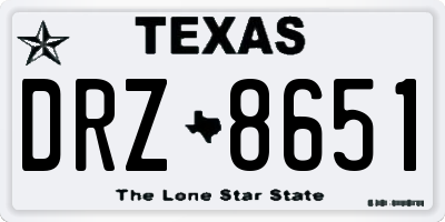 TX license plate DRZ8651