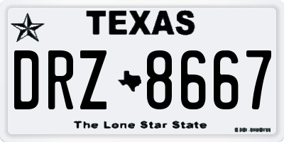 TX license plate DRZ8667