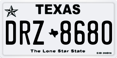 TX license plate DRZ8680