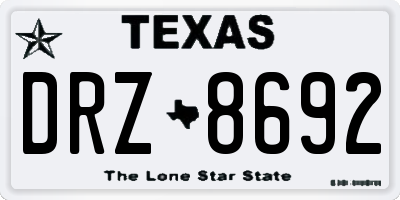 TX license plate DRZ8692