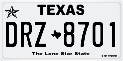TX license plate DRZ8701
