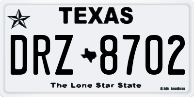 TX license plate DRZ8702